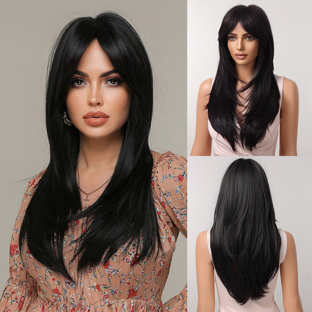 Siamese Ash Ombre Blonde Layered Straight Glueless Synthetic Wig