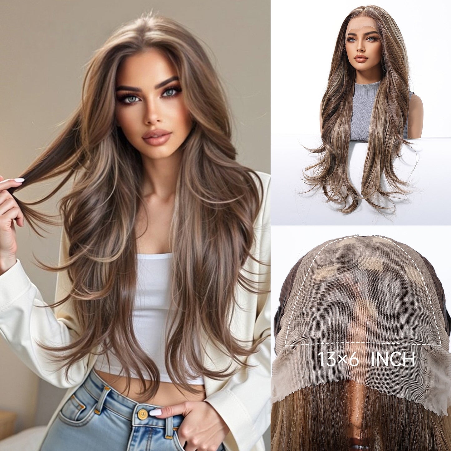 13x6 Lace Front Body Wave Wig Free Part Fully Hand-Tied Natural Hairline