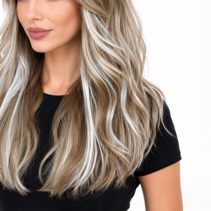 Glueless Layered Blonde Synthetic Wig with Curtain Bangs | BMOU Wigs