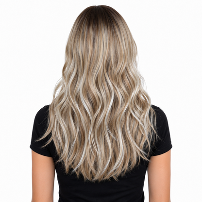 Glueless Layered Blonde Synthetic Wig with Curtain Bangs | BMOU Wigs