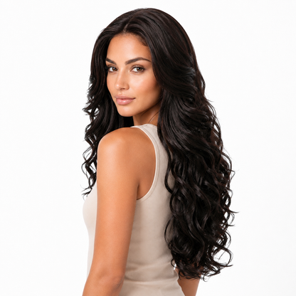 Natural Black 13×6 Lace Front Long Wavy Wig
