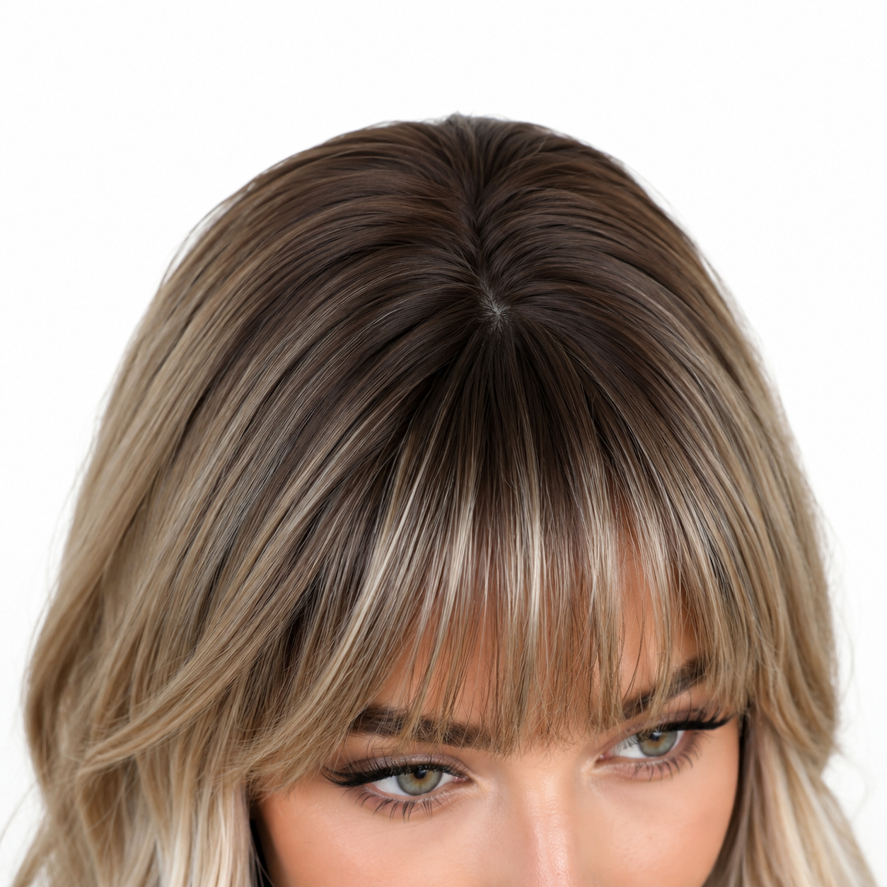 Glueless Layered Blonde Synthetic Wig with Curtain Bangs | BMOU Wigs