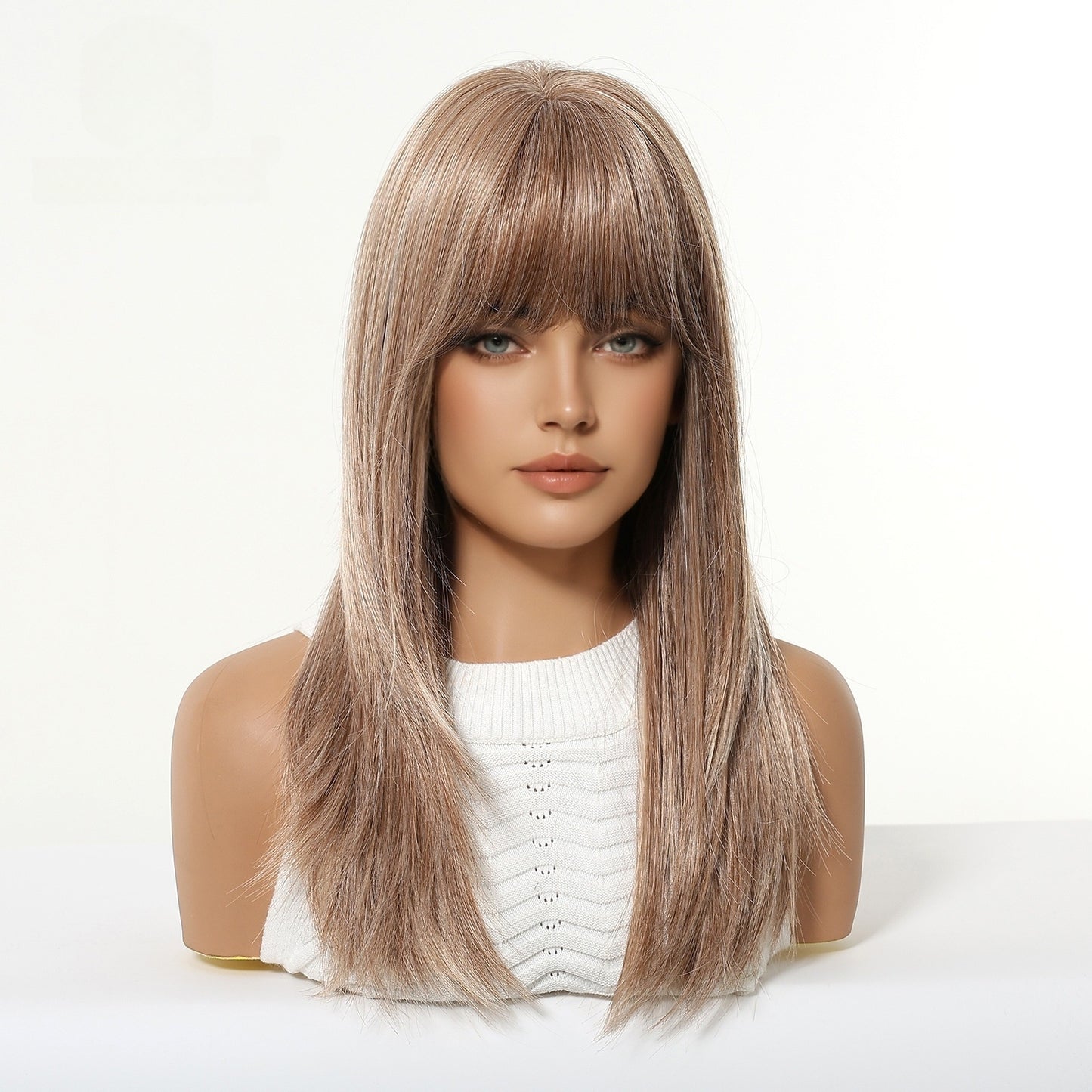 18-inch Layered Straight Synthetic Wig with Full Bangs