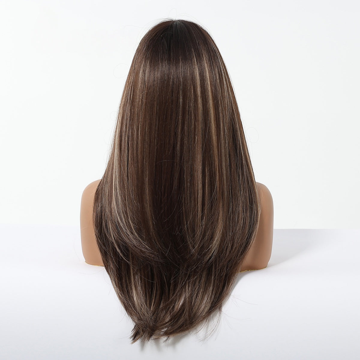 Layered Long Straight Wig with Bangs – Glueless Heat-Resistant Synthetic Hair