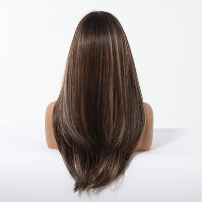 Layered Long Straight Wig with Bangs – Glueless Heat-Resistant Synthetic Hair