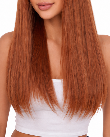 Copper Orange Long Straight Wig with Bangs