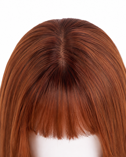 Copper Orange Long Straight Wig with Bangs