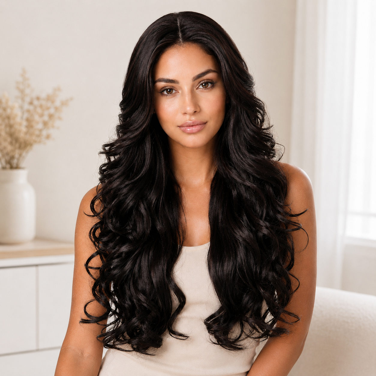 Natural Black 13×6 Lace Front Long Wavy Wig