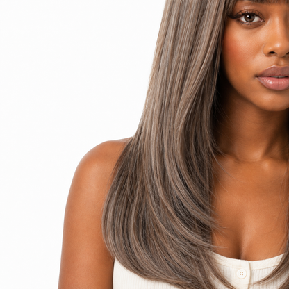 Ash Brown Layered Straight Wig with Bangs | Heat Resistant Wig