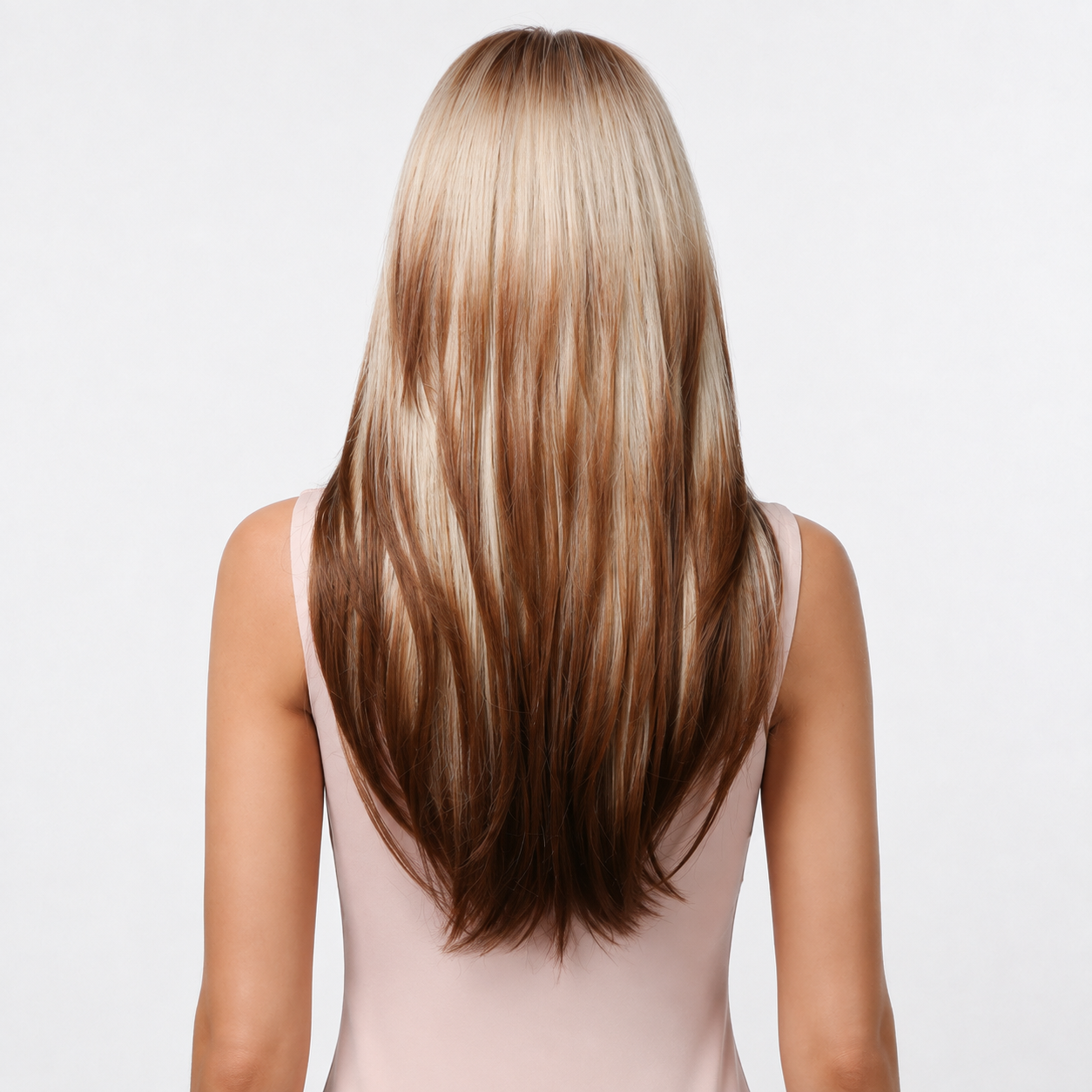 Long Layered Brown Wig with Curtain Bangs | Heat Resistant Synthetic Wig