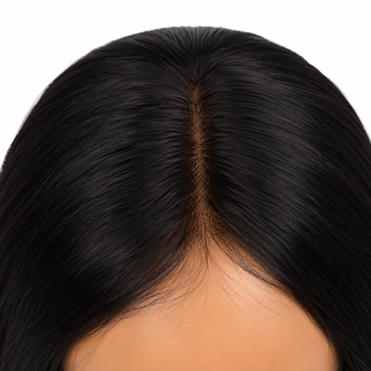 Long Layered Straight Black Wig with Curtain Bangs | Heat Resistant Synthetic Wig