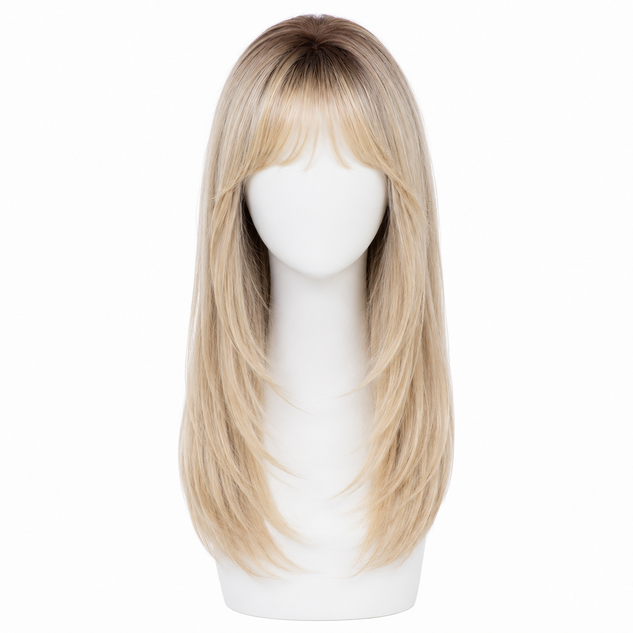 Long Blonde Synthetic Wig with Bangs | Glueless Heat Resistant Wig