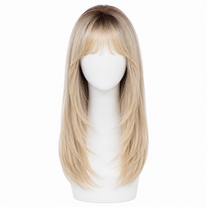 Long Blonde Synthetic Wig with Bangs | Glueless Heat Resistant Wig